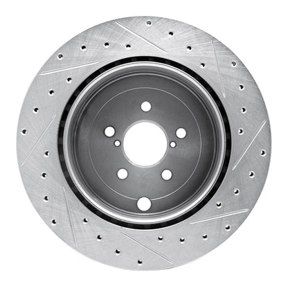 R1 Concepts R1 17-25 Subaru BRZ Rear Left Drilled & Slotted Silver Brake Rotor