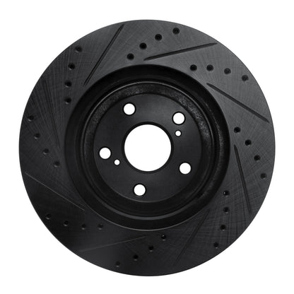R1 Concepts R1 04-09 Lexus RX350 Front Right Drilled & Slotted Black Brake Rotor