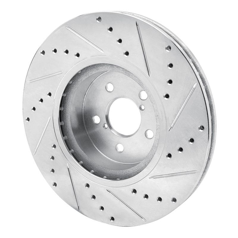 R1 Concepts R1 05-18 Subaru Forester Front Left Drilled & Slotted Silver Brake Rotor