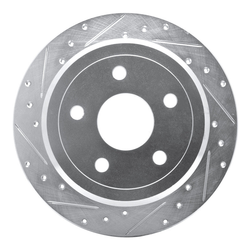 R1 Concepts R1 07-18 Jeep Wrangler Rear Left Drilled & Slotted Silver Brake Rotor