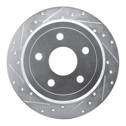 R1 Concepts R1 07-18 Jeep Wrangler Rear Left Drilled & Slotted Silver Brake Rotor