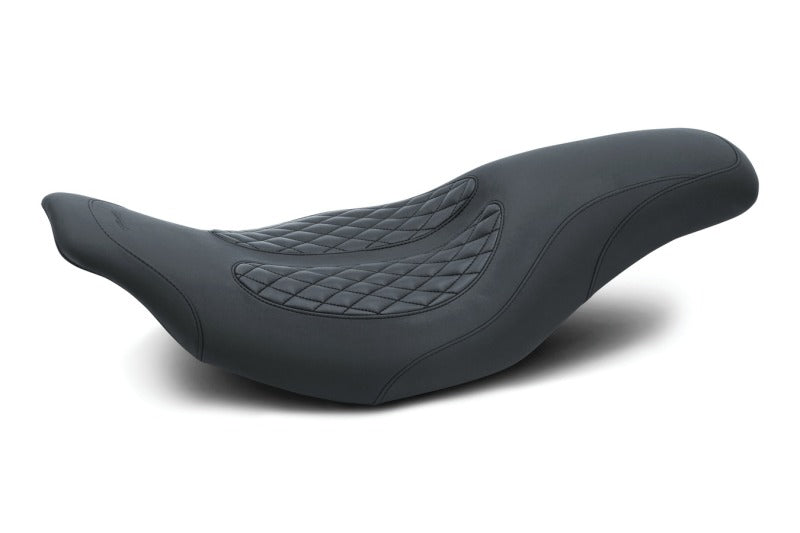 Mustang Motorcycle Mustang 97-07 Harley Electra Glide, Rd Glide Fastback 1PC Seat w/ Diamond Stitch - Black