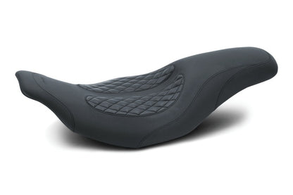 Mustang Motorcycle Mustang 97-07 Harley Electra Glide, Rd Glide Fastback 1PC Seat w/ Diamond Stitch - Black
