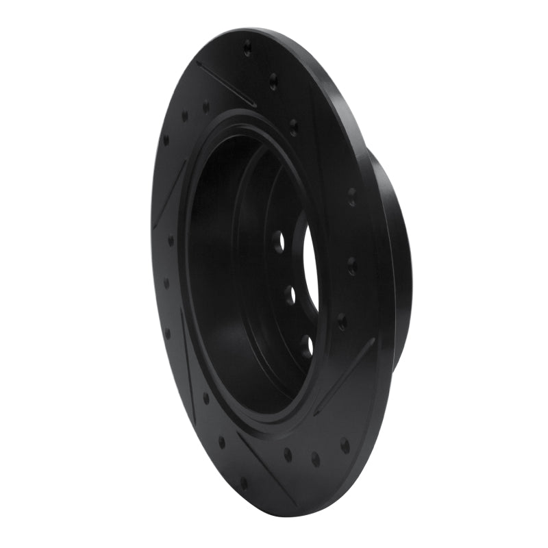 R1 Concepts R1 91-99 BMW 325IS Rear Left Drilled & Slotted Black Brake Rotor