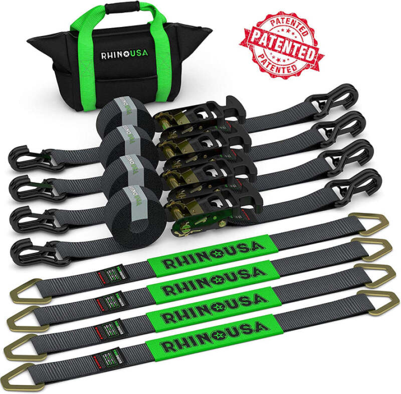 Rhino USA Heavy Duty Vehicle Tie Down Kit - Black