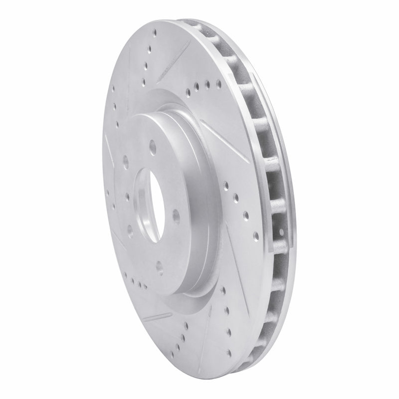 R1 Concepts R1 03-08 Infiniti G35 Front Left Drilled & Slotted Silver Brake Rotor