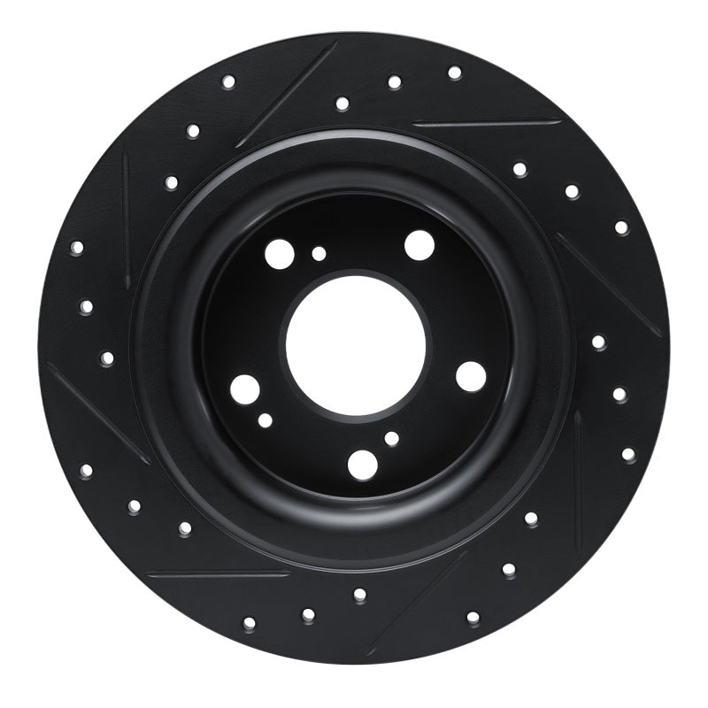 R1 Concepts R1 17-25 Acura Integra Rear Right Drilled & Slotted Black Brake Rotor