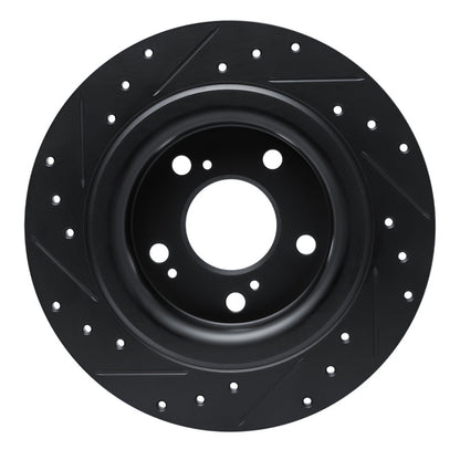 R1 Concepts R1 17-25 Acura Integra Rear Right Drilled & Slotted Black Brake Rotor