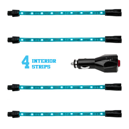 XKGLOW XK Glow Strip Single Color XKGLOW UnderglowLED Accent Light Car/Truck Kit Light Blue - 4x8In