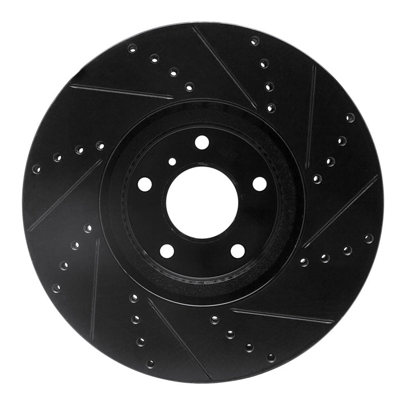 R1 Concepts R1 07-15 Infiniti Q60 Front Left Drilled & Slotted Black Brake Rotor