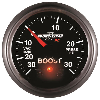 Autometer Sport-Comp II 52mm 30 IN HG / 30 PSI Electronic Boost/Vacuum Gauge