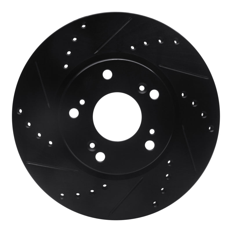 R1 Concepts R1 03-17 Acura ILX Front Left Drilled & Slotted Black Brake Rotor