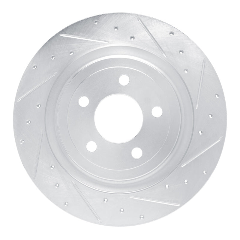 R1 Concepts R1 20-25 Ford Mustang Rear Right Drilled & Slotted Silver Brake Rotor
