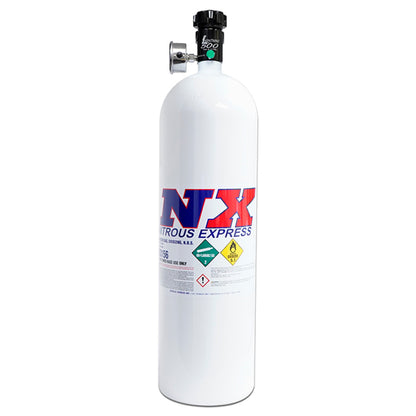 Nitrous Express 15lb Bottle w/Lightning 500 Valve (6.89 Dia x 26.69 Tall) w/Gauge
