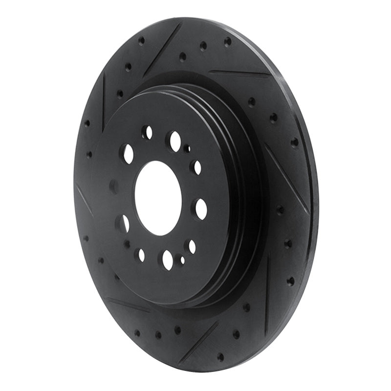 R1 Concepts R1 17-25 Acura RDX Rear Left Drilled & Slotted Black Brake Rotor