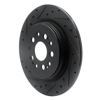 R1 Concepts R1 17-25 Acura RDX Rear Left Drilled & Slotted Black Brake Rotor