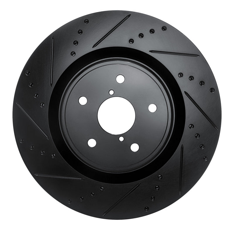 R1 Concepts R1 18-25 Subaru WRX Front Left Drilled & Slotted Black Brake Rotor