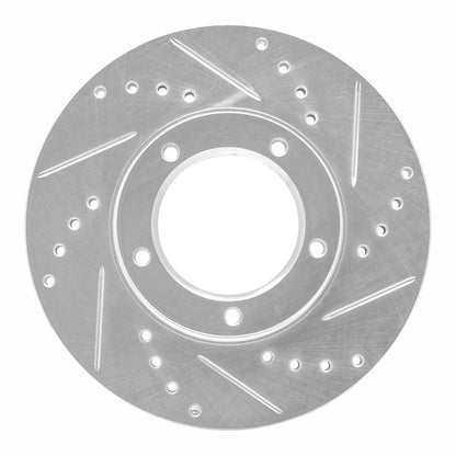 R1 Concepts R1 84-95 Toyota Pickup Front Right Drilled & Slotted Silver Brake Rotor