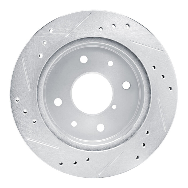 R1 Concepts R1 84-85 Mazda RX-7 Rear Right Drilled & Slotted Silver Brake Rotor