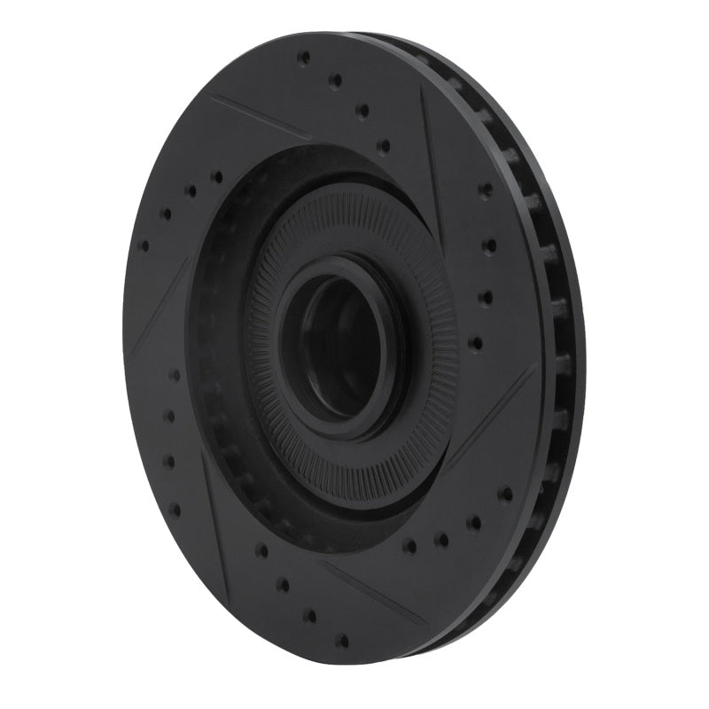 R1 Concepts R1 84-87 Lincoln CONTINENTAL Front Left Drilled & Slotted Black Brake Rotor