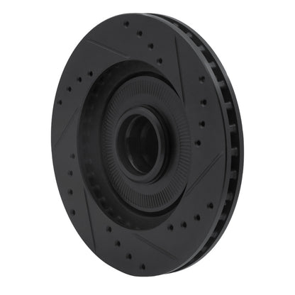 R1 Concepts R1 84-87 Lincoln CONTINENTAL Front Left Drilled & Slotted Black Brake Rotor