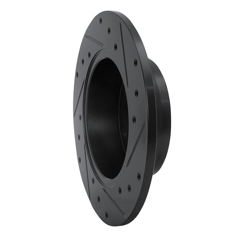 R1 Concepts R1 99-02 Audi A6 Quattro Rear Left Drilled & Slotted Black Brake Rotor