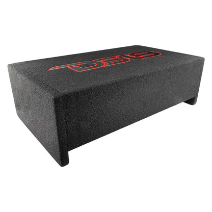 DS18 Single 10in Shallow Subwoofer & Enclosure 300 Watt RMS Downfiring Sealed Black Carpet Amplified