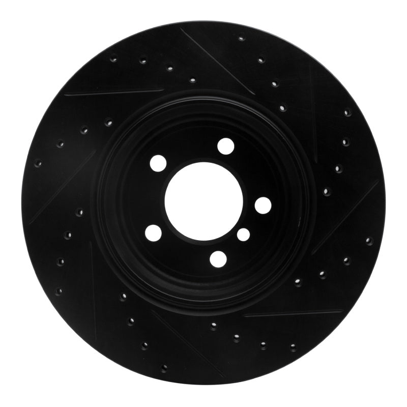R1 Concepts R1 02-05 BMW 760LI Rear Left Drilled & Slotted Black Brake Rotor