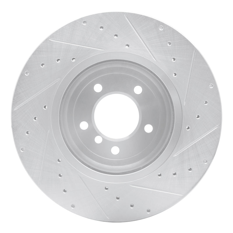 R1 Concepts R1 04-10 BMW 650I Convertible Front Left Drilled & Slotted Silver Brake Rotor