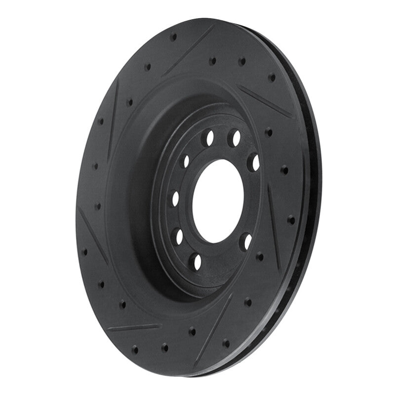 R1 Concepts R1 08-11 Saab 9-3 Rear Right Drilled & Slotted Black Brake Rotor