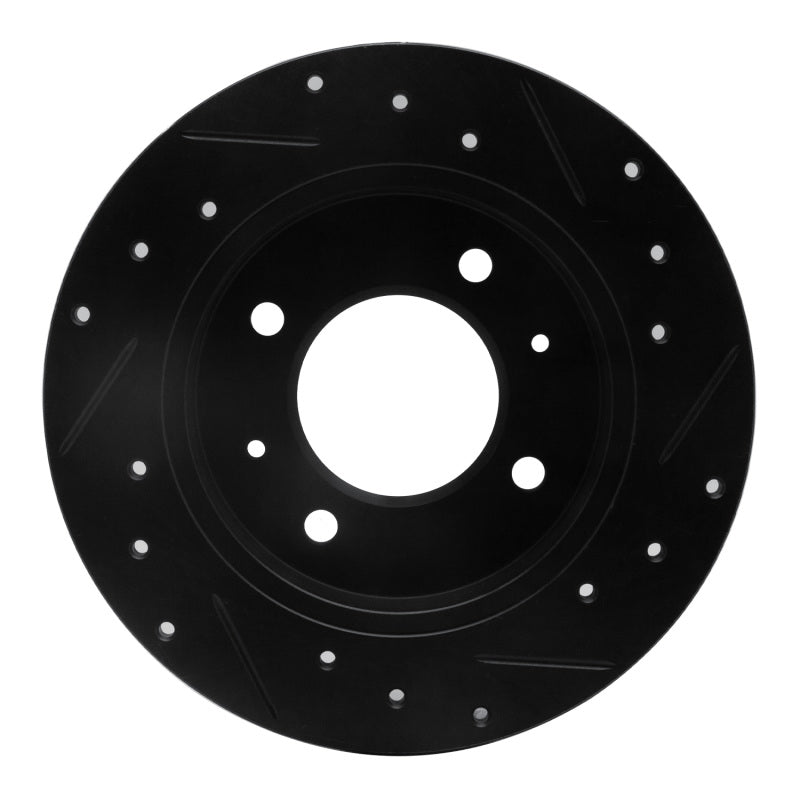 R1 Concepts R1 97-06 Hyundai Elantra Rear Left Drilled & Slotted Black Brake Rotor