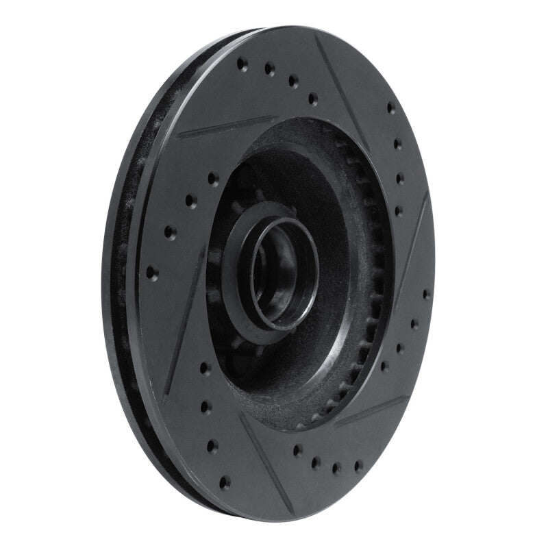 R1 Concepts R1 70-72 Dodge Challenger Front Left Drilled & Slotted Black Brake Rotor