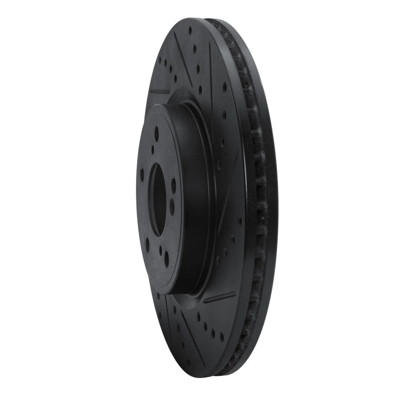 R1 Concepts R1 2013-2025 Acura ILX Front Right Drilled & Slotted Black Brake Rotor