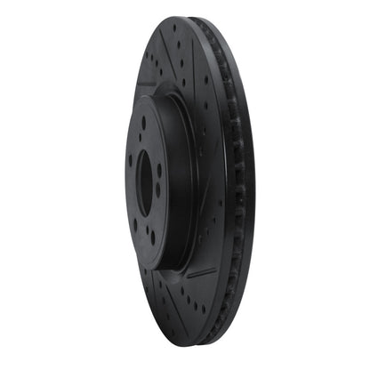 R1 Concepts R1 2013-2025 Acura ILX Front Right Drilled & Slotted Black Brake Rotor