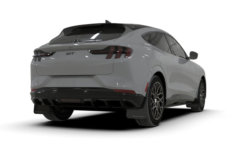 Rally Armor 21-26 Ford Mustang Mach-E/GT/Rally Black Mud Flap w/White Logo