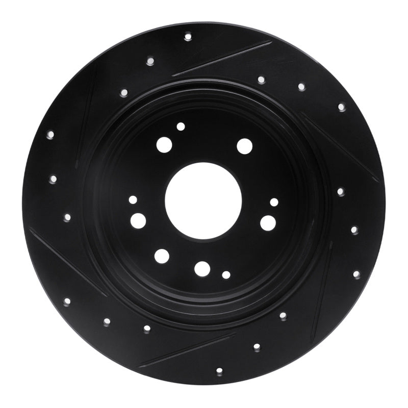 R1 Concepts R1 01-03 Acura CL Rear Right Drilled & Slotted Black Brake Rotor