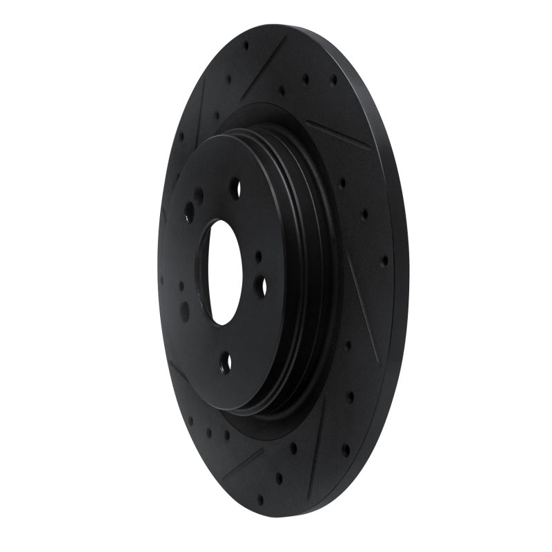 R1 Concepts R1 18-25 Honda Odyssey Rear Left Drilled & Slotted Black Brake Rotor