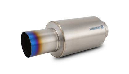 Vibrant Titanium Muffler w/Straight Cut Burnt Tip 4in Inlet / 4in Outlet