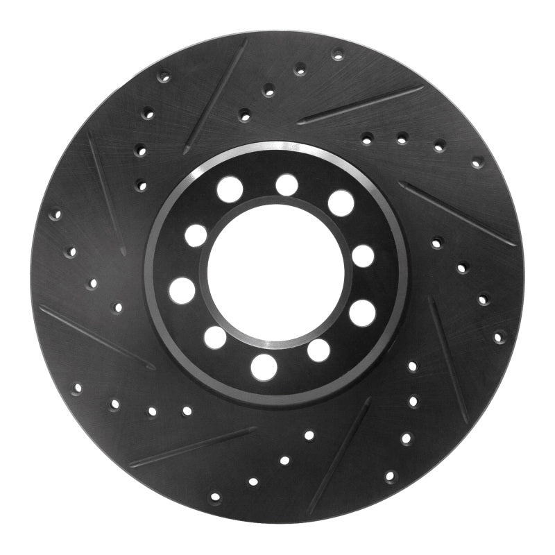 R1 Concepts R1 85-91 Mercedes-Benz 300SE Front Left Drilled & Slotted Black Brake Rotor