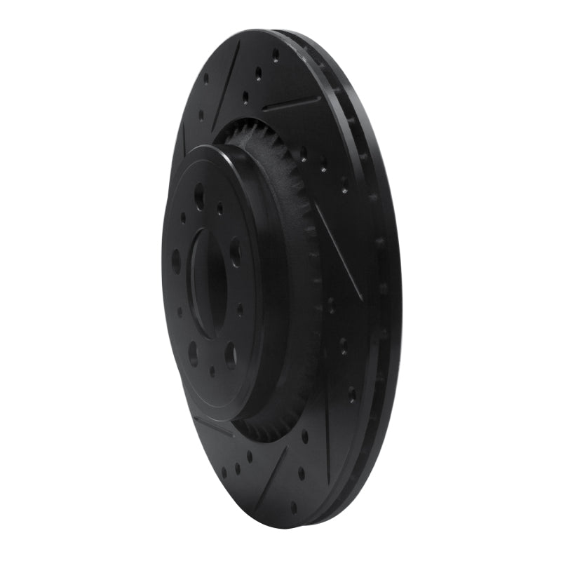 R1 Concepts R1 03-14 Volvo XC90 Rear Left Drilled & Slotted Black Brake Rotor