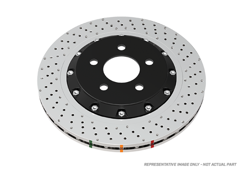DBA 17-20 Honda Civic Type R Front 5000 Series Cross Drilled Rotor w/Black Hat