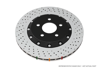 DBA 12-13 Volkswagen Golf R 2.0L Front 5000 Series Cross Drilled Rotor w/Silver Hat