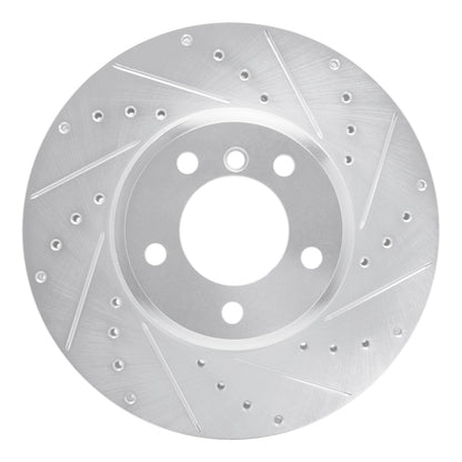 R1 Concepts R1 04-10 BMW 530I Front Right Drilled & Slotted Silver Brake Rotor