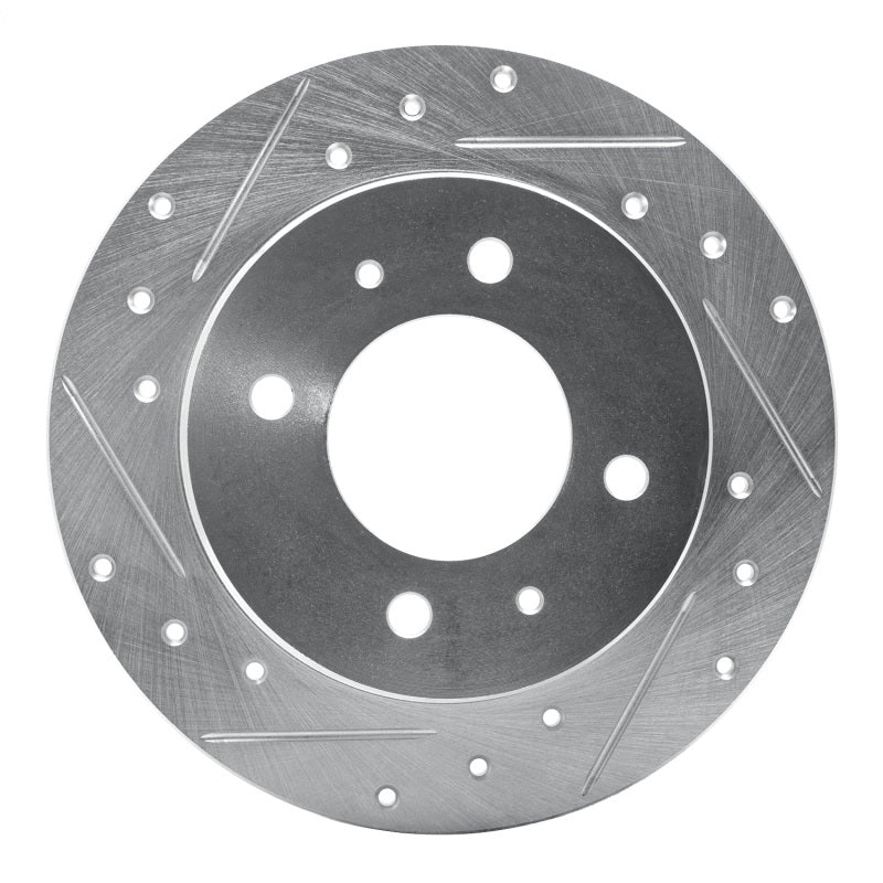 R1 Concepts R1 97-06 Hyundai TIBURON Rear Left Drilled & Slotted Silver Brake Rotor