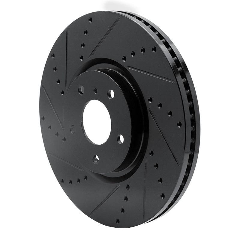R1 Concepts R1 07-15 Infiniti Q60 Front Left Drilled & Slotted Black Brake Rotor