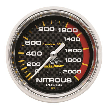 Autometer Carbon Fiber 66.7mm Mechanical 0-2000 PSI Nitrous Press Gauge