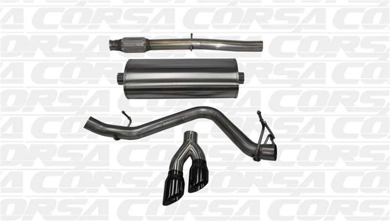 CORSA Performance Corsa 14-19 GMC Sierra/Chevy Silv 1500 Crew Cab/Short Bed 5.3L V8 Black Sport Single Side CB Exhaust