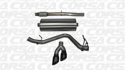 CORSA Performance Corsa 14-19 GMC Sierra/Chevy Silv 1500 Crew Cab/Short Bed 5.3L V8 Black Sport Single Side CB Exhaust