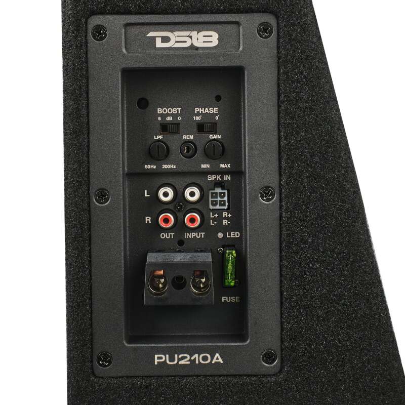 DS18 Dual 10in Shallow Enclosure w/ Subwoofer 350 Watts RMS Sealed Black Carpet Amplified