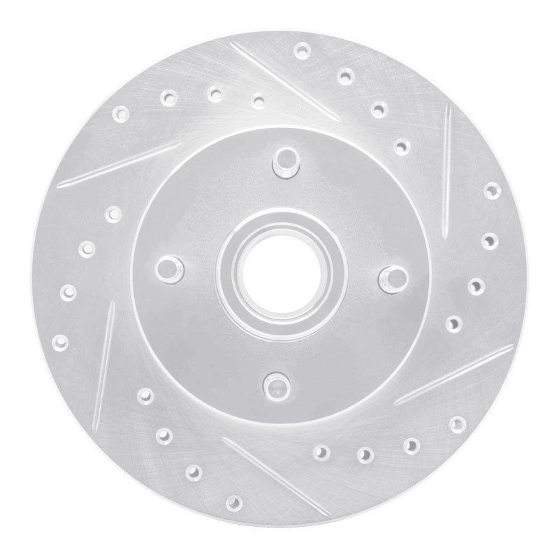 R1 Concepts R1 78-93 Ford Granada Front Right Drilled & Slotted Silver Brake Rotor